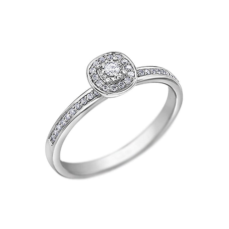 10K White Gold 0.13TDW Canadian Diamond Halo Promise Ring