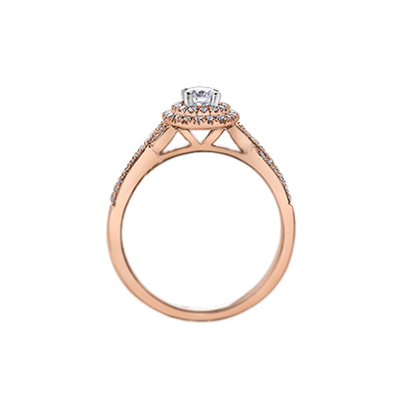 10K Rose Gold 0.43TDW Canadian Diamond Halo Infinity Style Engagement Ring