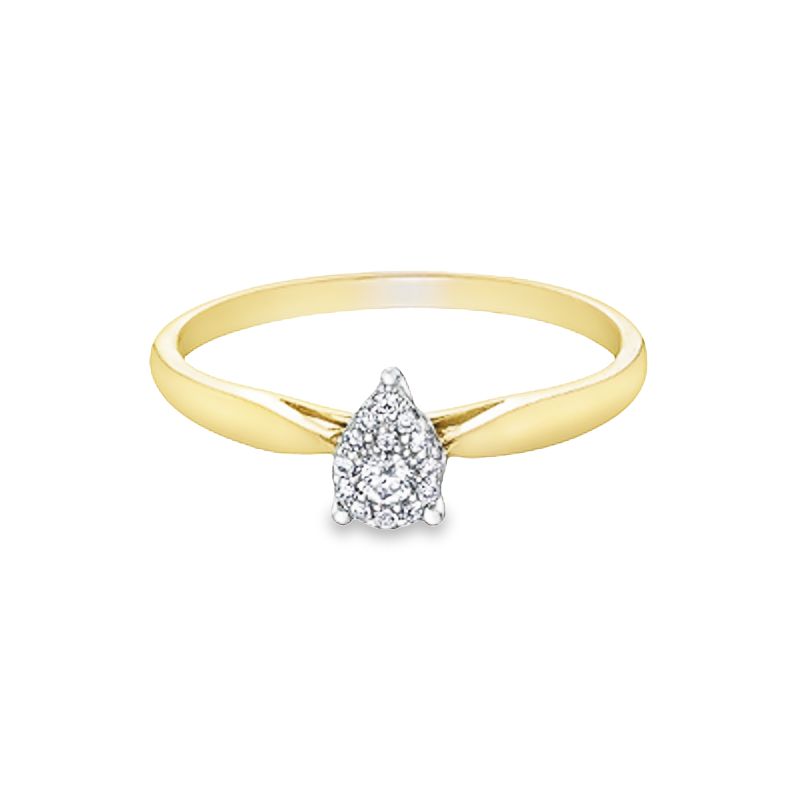 10K Yellow and White Gold 0.08TDW Diamond Pear Shape Illusion Ring