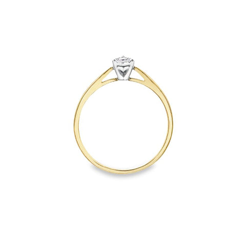 10K Yellow and White Gold 0.08TDW Diamond Pear Shape Illusion Ring