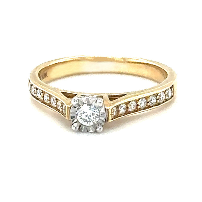 Beautiful 10K Yellow and White Gold Engagement Ring with 0.30TDW Diamond Solitaire