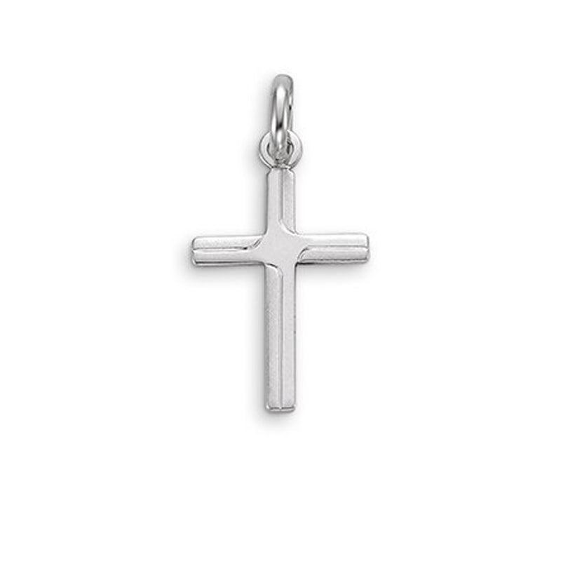 10 Karat White Gold Religious Classic Italian Cross Pendant