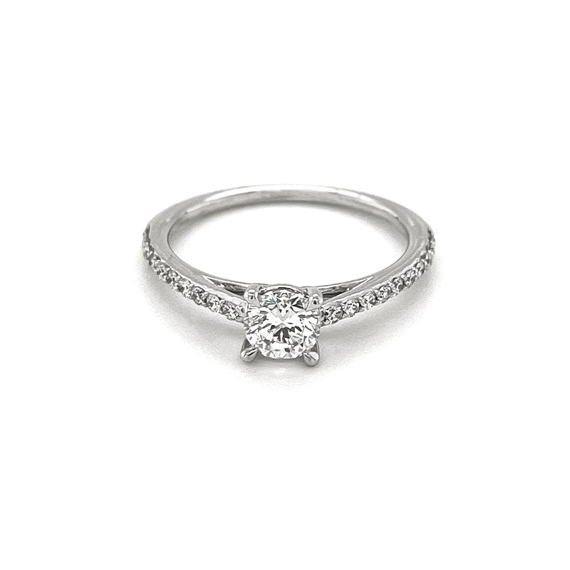 14K White Gold 0.70TDW Lab Grown Diamond Solitaire Ring W/Sides