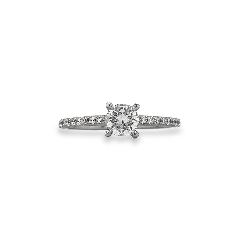 14K White Gold 0.70TDW Lab Grown Diamond Solitaire Ring W/Sides