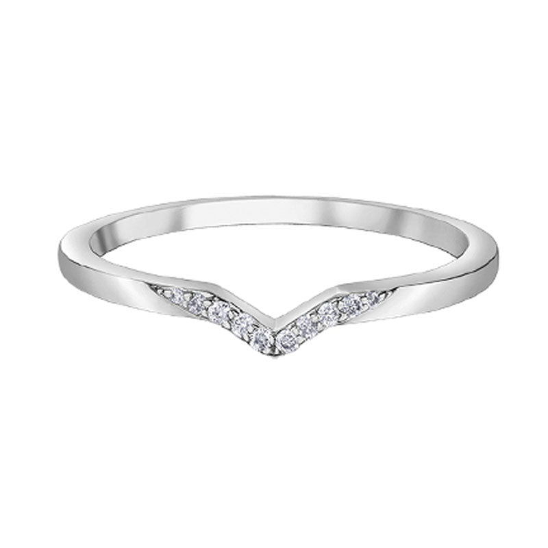 Exquisite 10K White Gold Diamond Band with 0.045TDW Diamonds