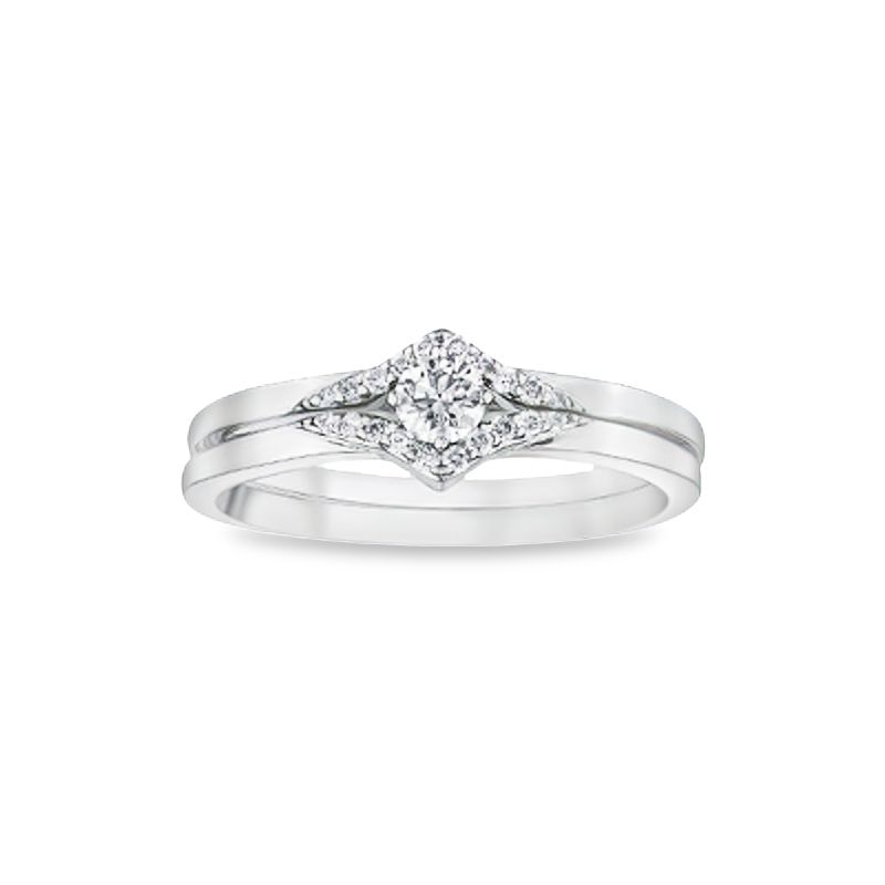 10K White Gold 0.20TDW Canadian Diamond Wedding Set
