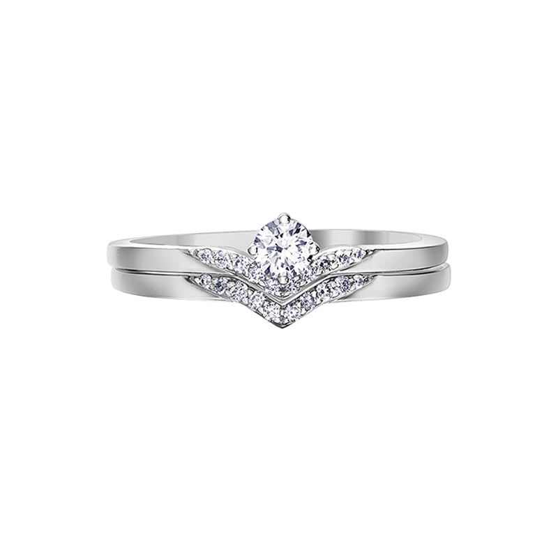 10K White Gold 0.20TDW Canadian Diamond Wedding Set