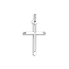10 Karat White Gold Religious Classic Italian Cross