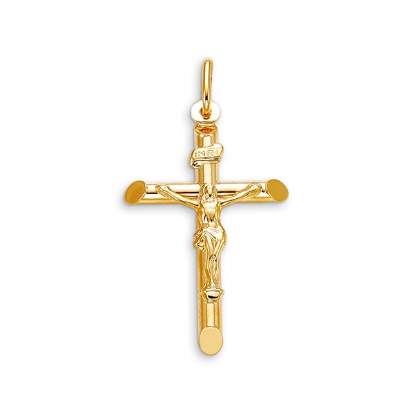 10 karat Yellow Gold Religious Italian Medium Cross With Crucifix