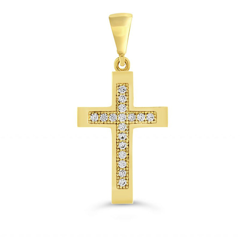 10 Karat Yellow Gold Cubic Zirconia Cross Pendant 