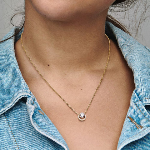 Pandora Sparkling Round Halo Pendant Collier Necklace
