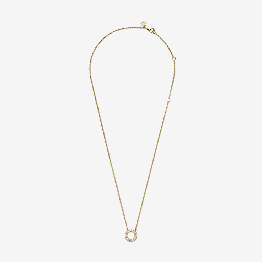 Pandora Logo Pave Circle Collier Necklace