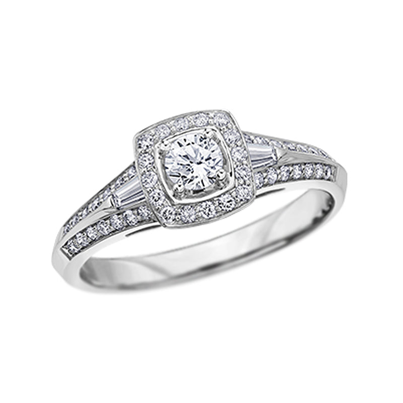 14K White Gold 0.45TDW Canadian Diamond Halo Engagement Ring
