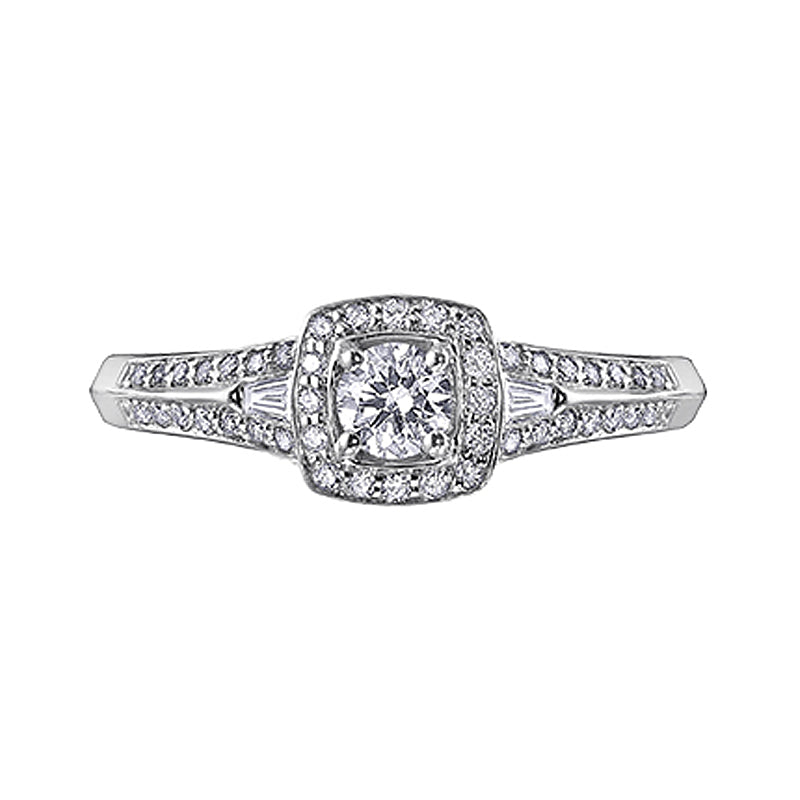14K White Gold 0.45TDW Canadian Diamond Halo Engagement Ring
