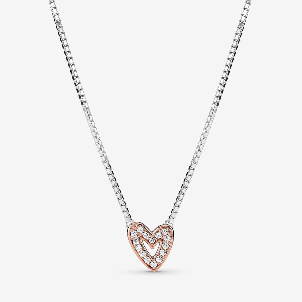 Pandora Sparkling Freehand Heart Necklace