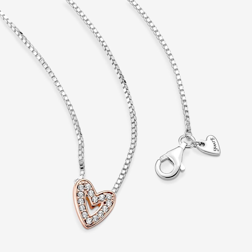 Pandora Sparkling Freehand Heart Necklace