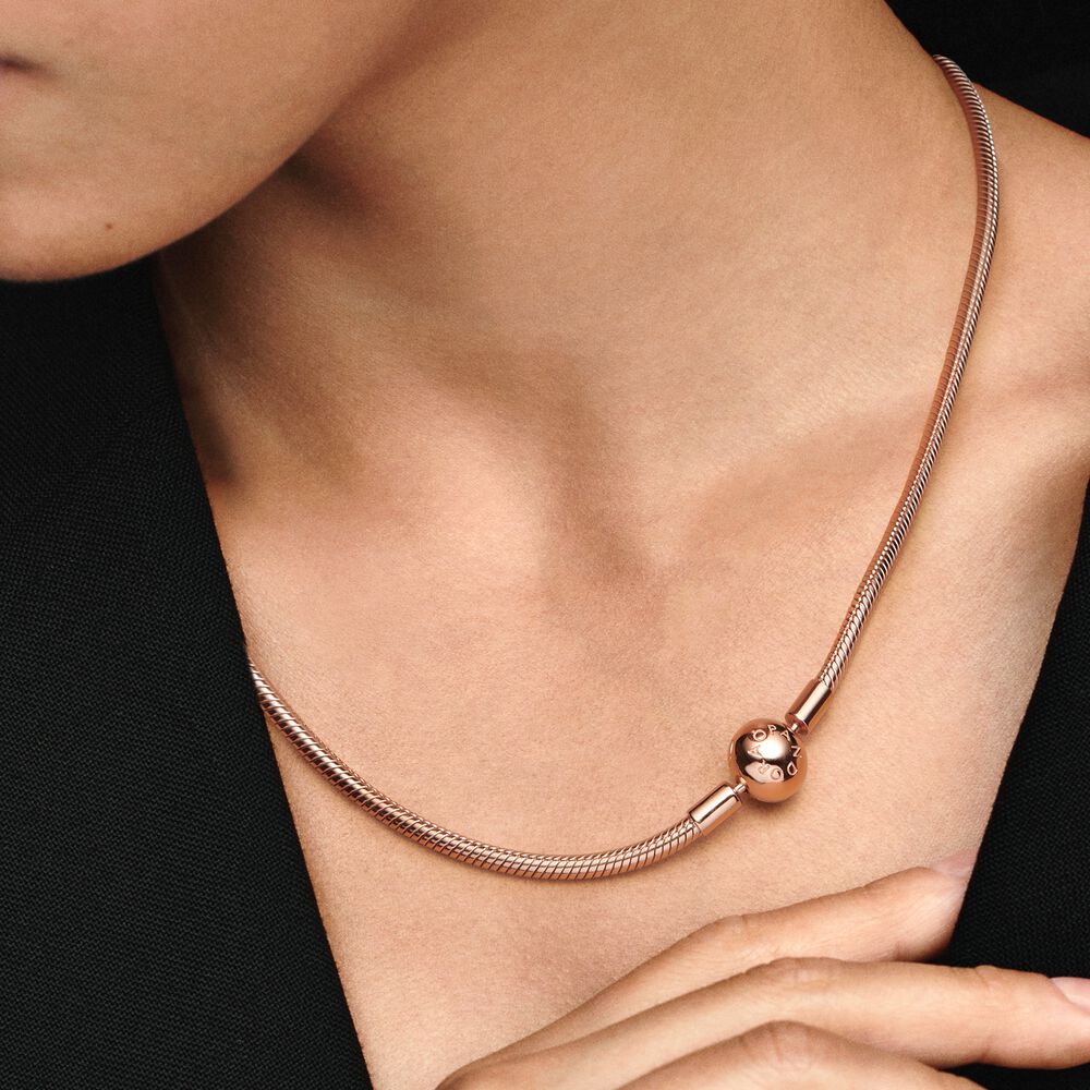 Pandora Moments Snake Chain 14k Rose Gold-Plated Necklace 