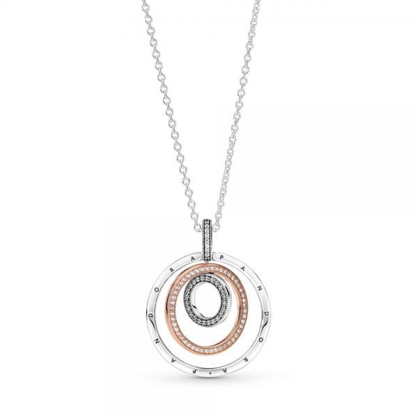 Pandora Two-tone Circles Pendant &amp; Necklace