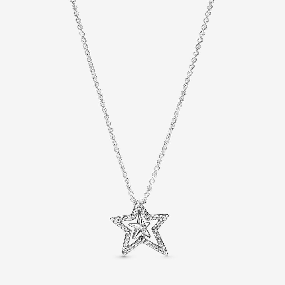 Pandora Pave Asymmetric Star Collier Necklace