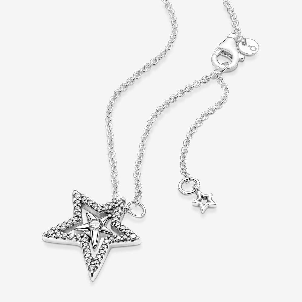 Pandora Pave Asymmetric Star Collier Necklace