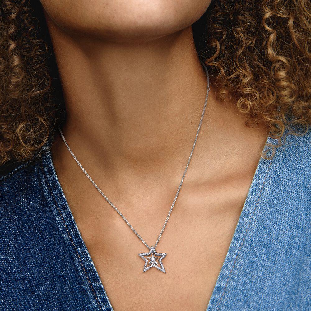 Pandora Pave Asymmetric Star Collier Necklace