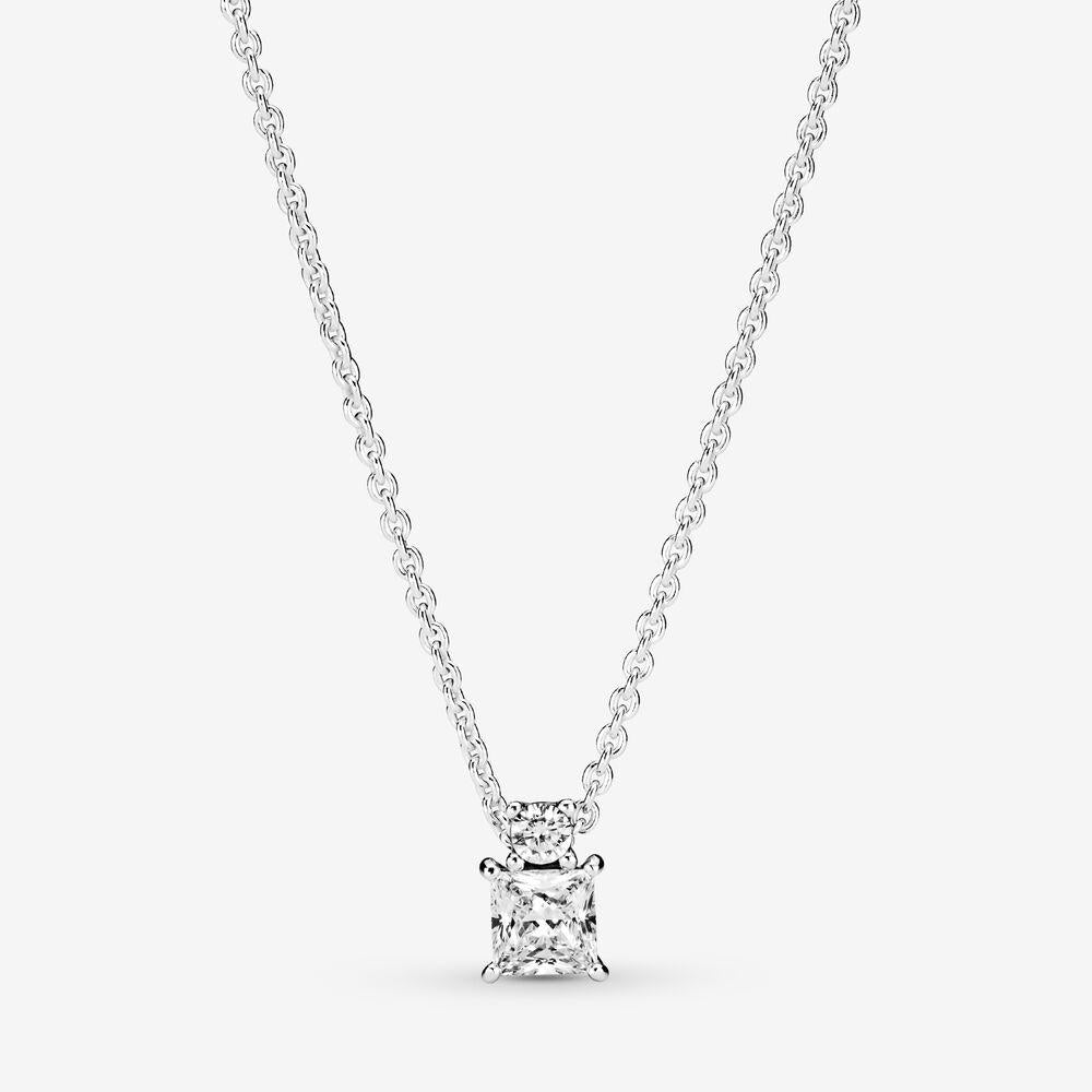 Pandora Sparkling Collier Round &amp; Square Pendant Necklace