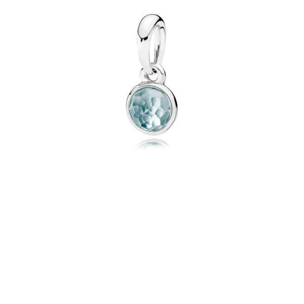 Pandora Pendant March Droplet With Aqua Blue Crystal