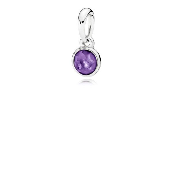 Pandora February Droplet Pendant With Synthetic Amethyst