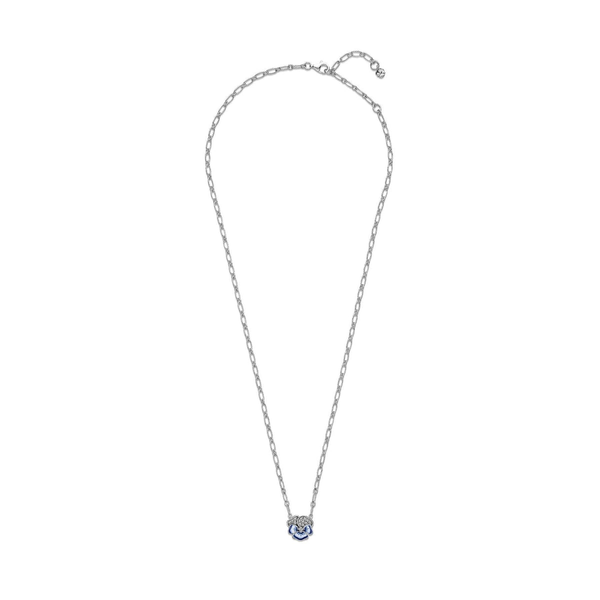 Pandora Blue Pansy Flower Pendant Necklace