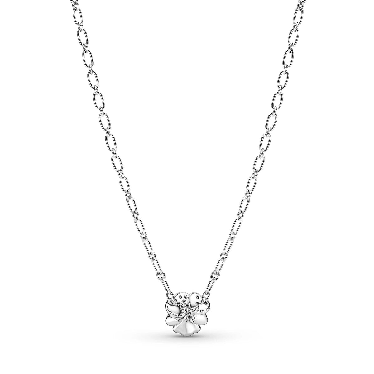 Pandora Blue Pansy Flower Pendant Necklace