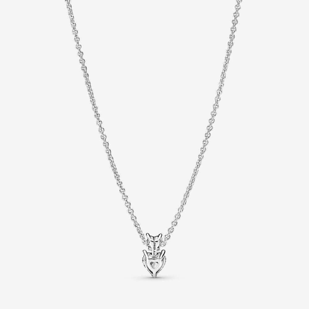 Pandora Double Heart Pendant Sparkling Collier Necklace