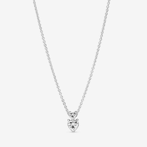 Pandora Double Heart Pendant Sparkling Collier Necklace