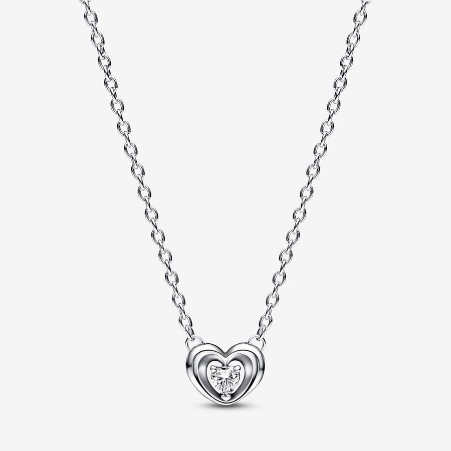 Pandora Radiant Heart &amp; Floating Stone Pendant Collier Necklace