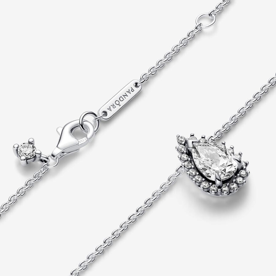 Pandora Sparkling Pear Halo Collier Necklace