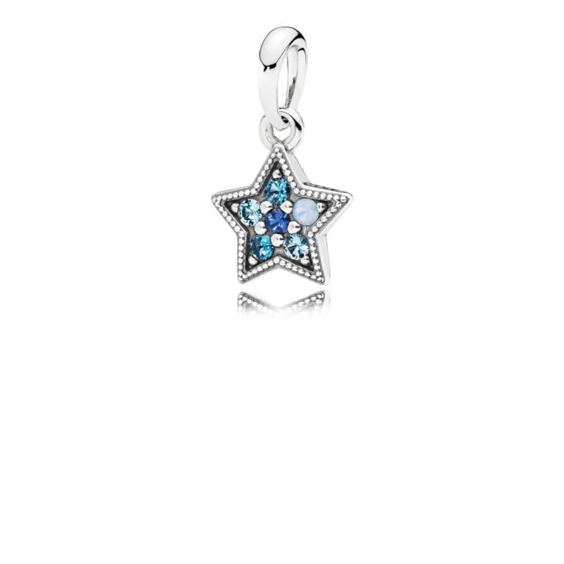 Pandora Star Pendant In Sterling Silver With Swiss Blue