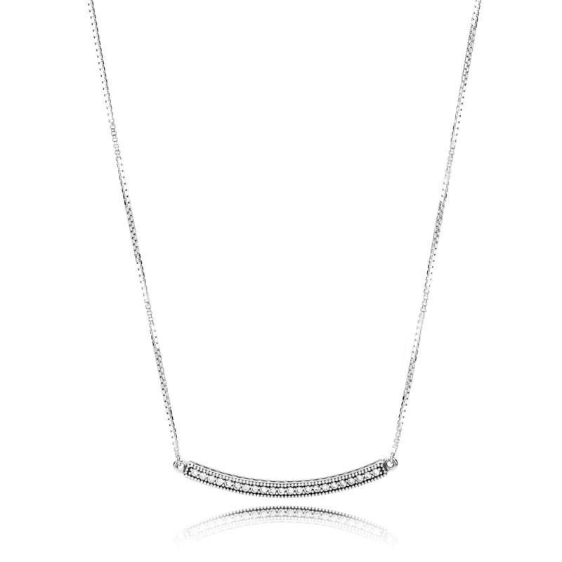 Pandora Logo Reversible Bar Collier In Sterling 50 Cm