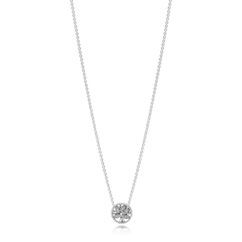 Pandora Family Tree Silver Collier With Clear Cubic Zirconia 45 Cm