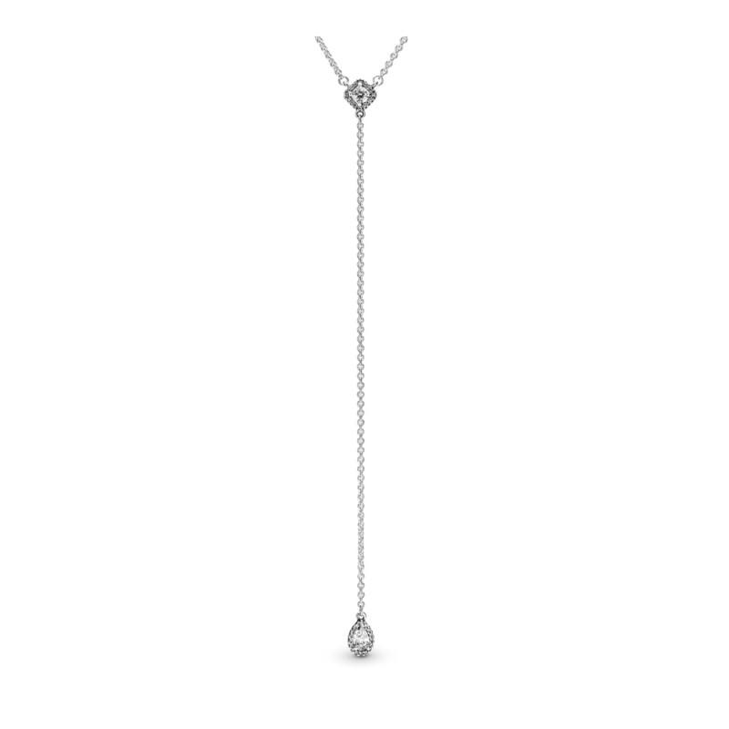 Pandora Sterling Silver Y- Necklace With Clear Cubic 60 Cm