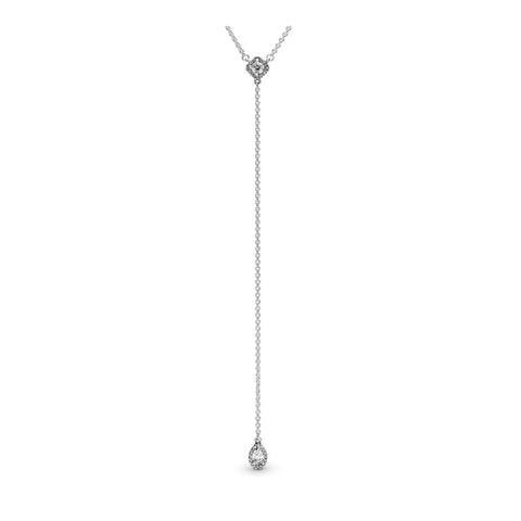 Pandora Sterling Silver Y- Necklace With Clear Cubic 60 Cm