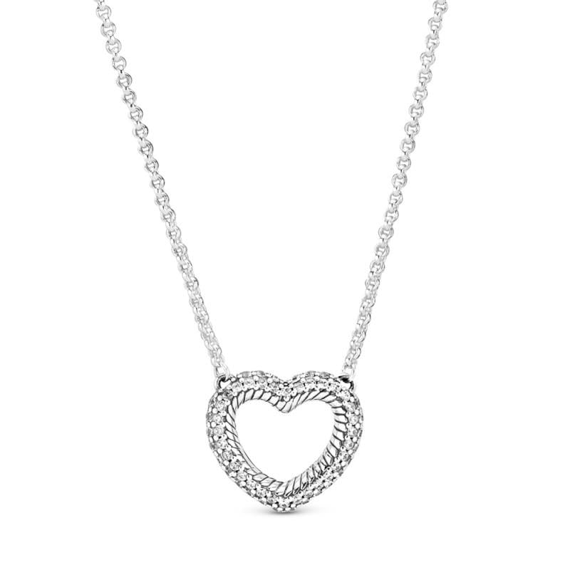 Pandora Snake Chain Pattern Heart Sterling Silver Collier 45 Cm