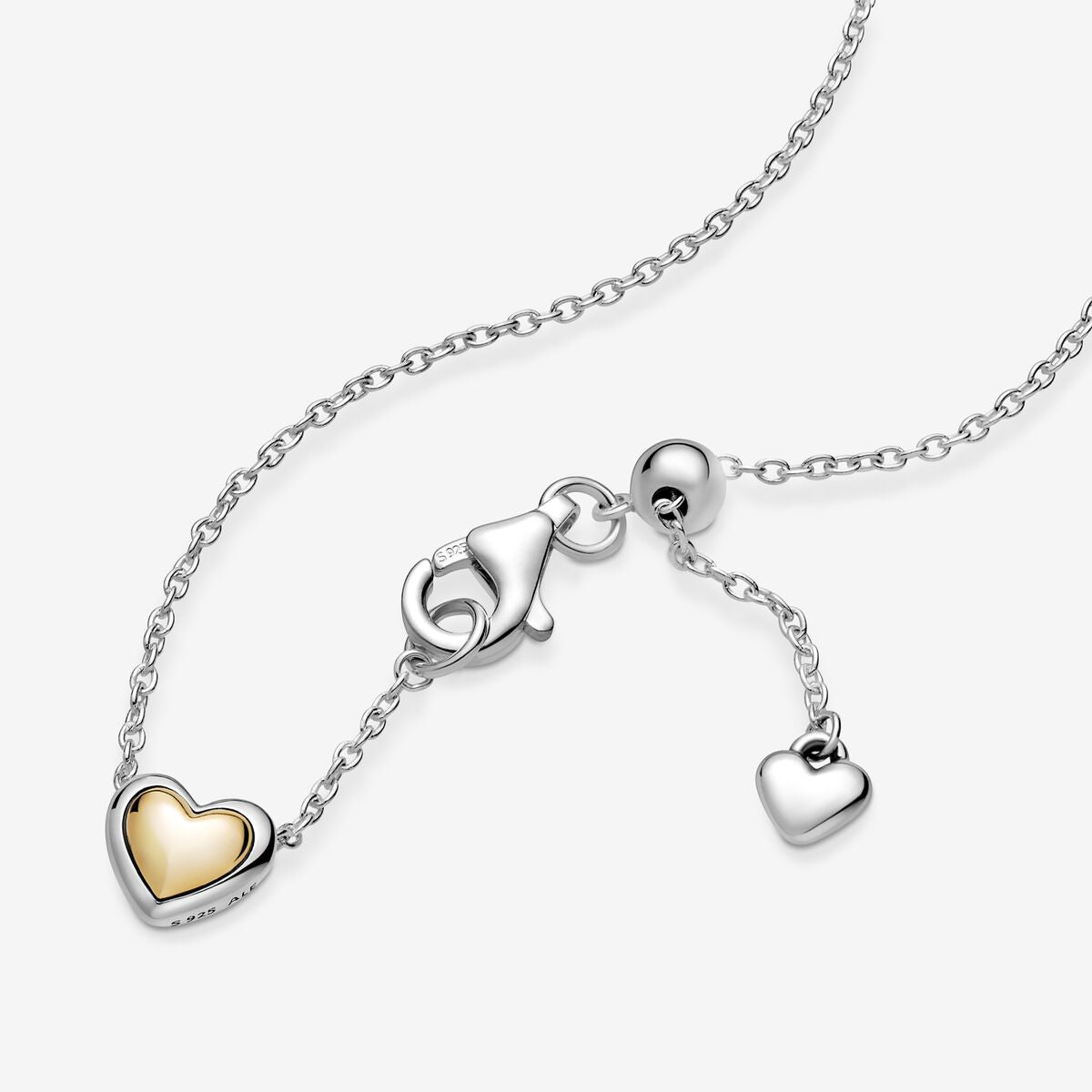 Pandora Domed Golden Heart Collier Necklace