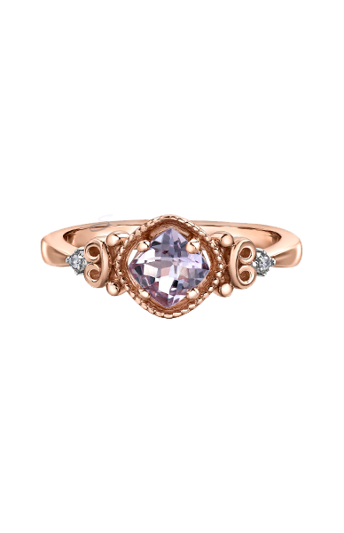 10K Rose Gold Pink Amethyst and Diamond Ring
