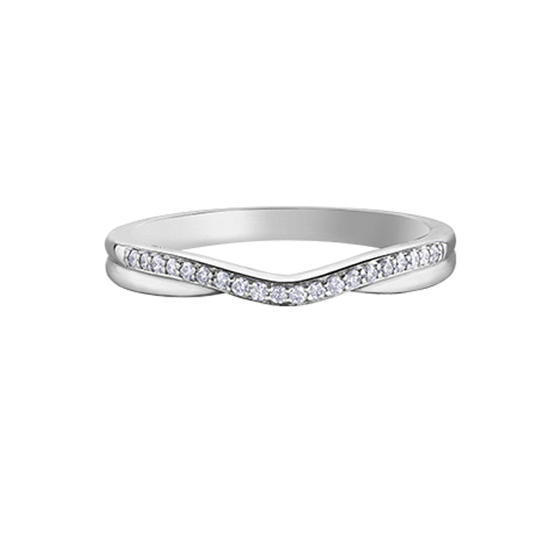 Elegant 10K White Gold Diamond Band with 0.10 Carat Total Diamond Weight