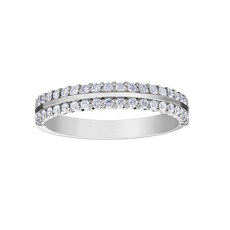 0.33TDW 2 Row Diamond Band in 10K White Gold