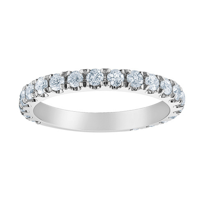1.00TDW Lab Grown Diamond Semi Eternity Claw Set Band in 14K White Gold