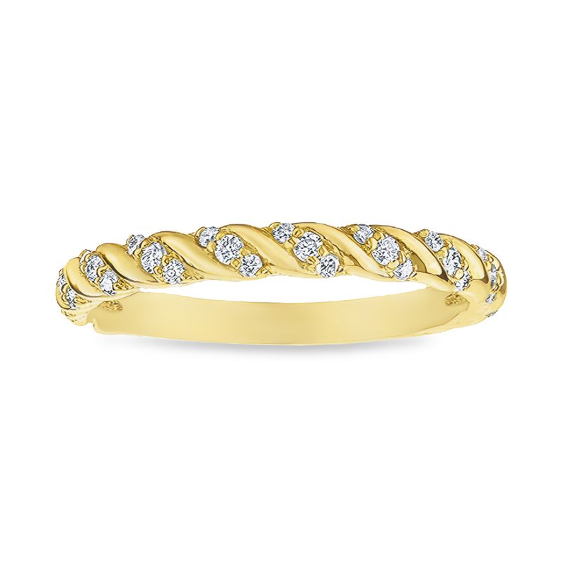 0.20TDW Twist Diamond Band in 10K Yellow Gold