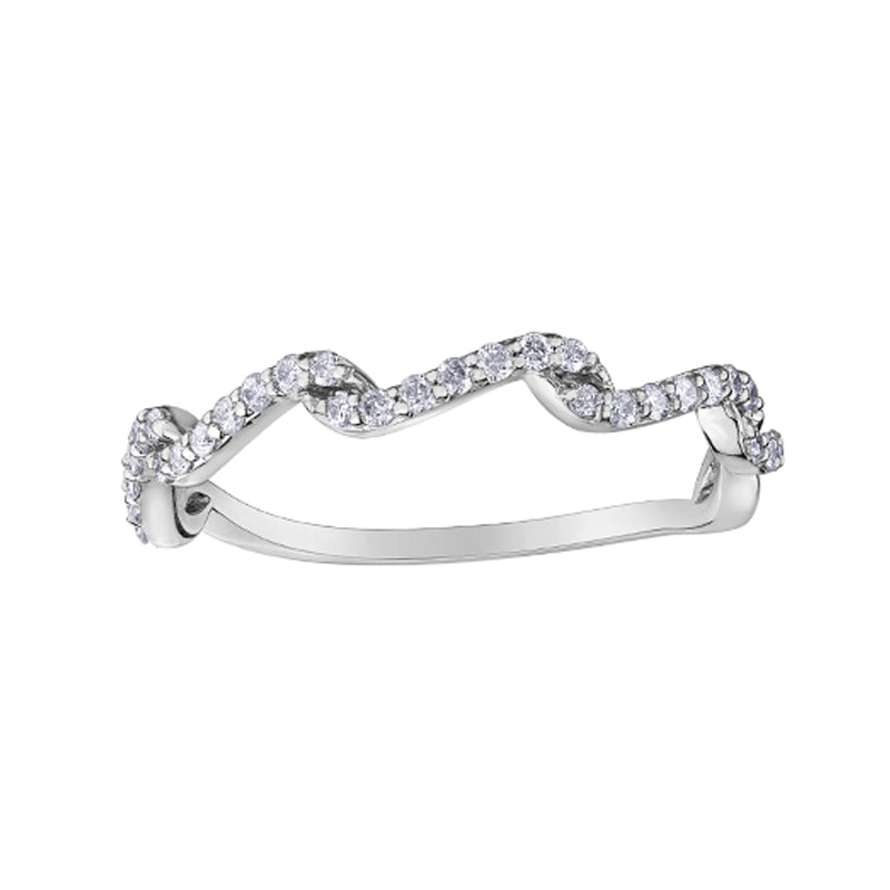 10K White Gold Diamond Wave Ring with 0.23TDW Diamonds