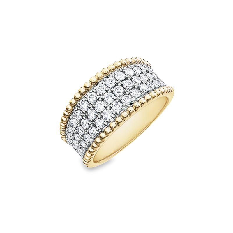 1.00TDW Glamorous Diamond Fancy Pave Band in 10K Yellow Gold