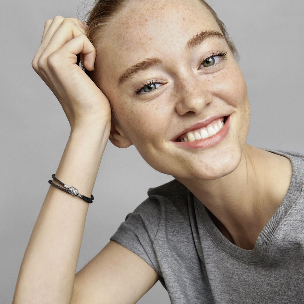 Pandora Moments Star Wars Clasp Double Black Leather Bracelet