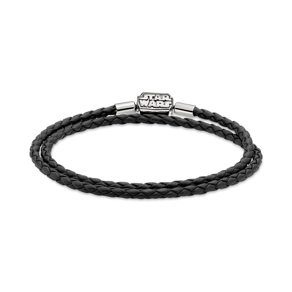 Pandora Moments Star Wars™ Clasp Double Black Leather Bracelet